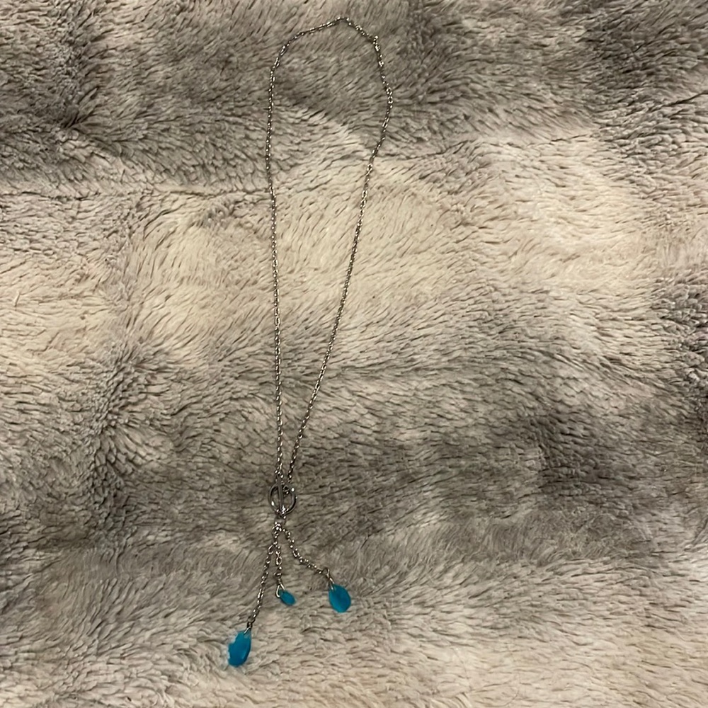 Silver necklace with blue jewels